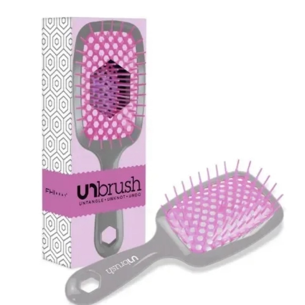 Unbrush Untangle Hairbrush by FHI Heat ~ Pink & Gray ~ NIB